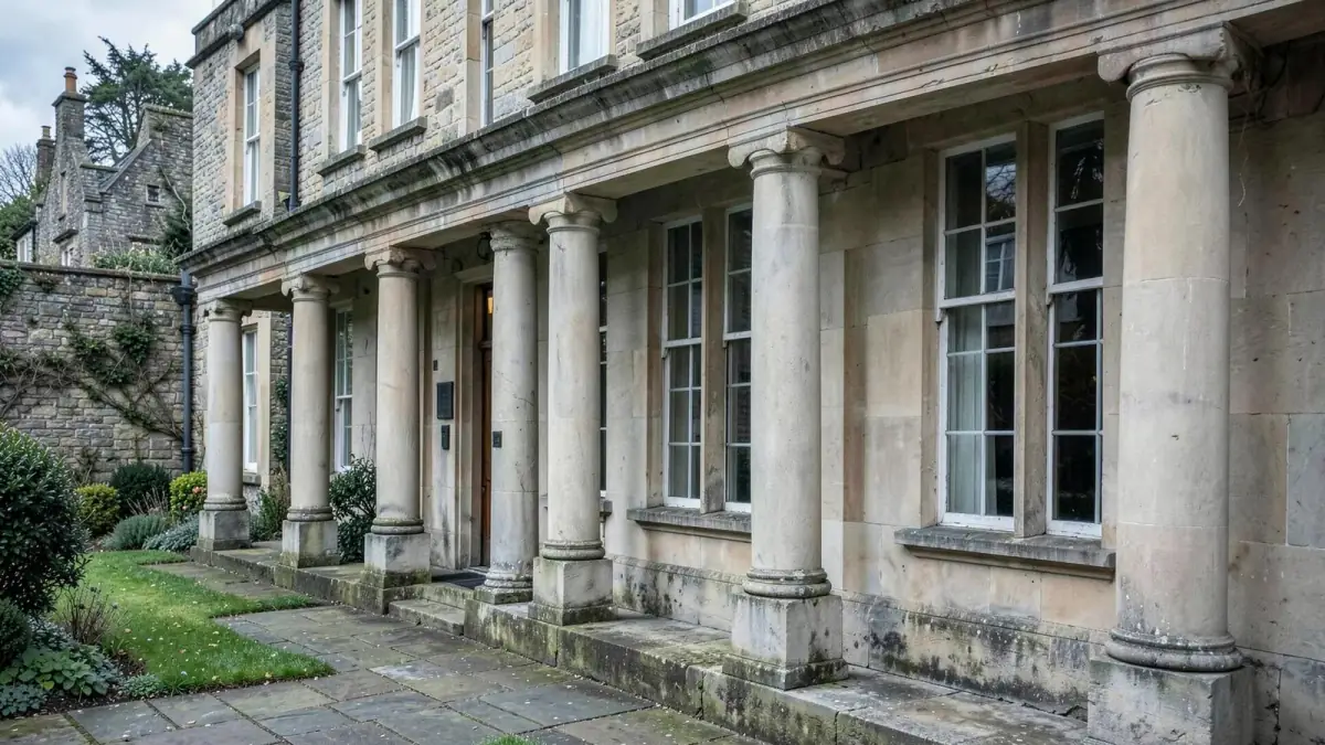 The colonnade along the garden front of Ann Street House