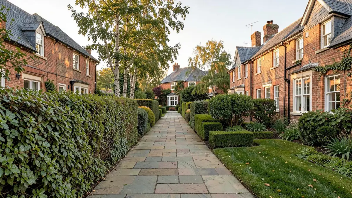 The pedestrian route between the Clarendon houses