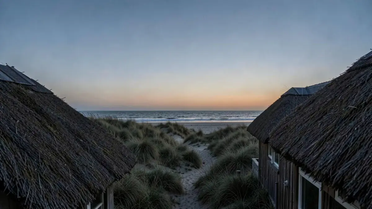 The dunes behind Hoboken House at dusk