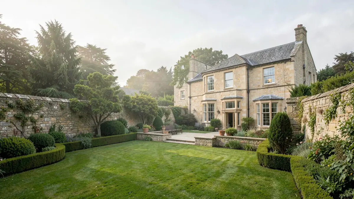 The walled garden behind a Hope Terrace villa